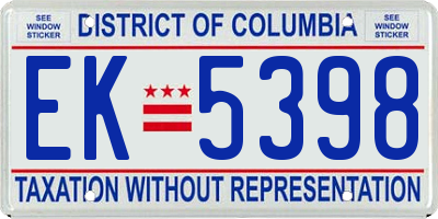 DC license plate EK5398