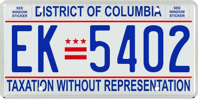 DC license plate EK5402