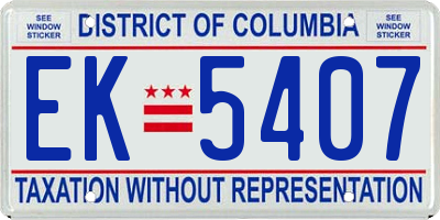 DC license plate EK5407