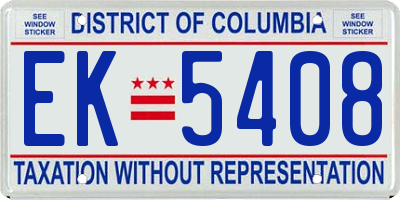 DC license plate EK5408