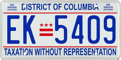 DC license plate EK5409