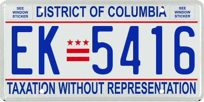 DC license plate EK5416