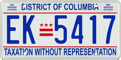 DC license plate EK5417