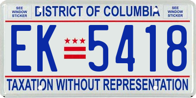 DC license plate EK5418