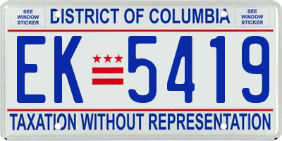 DC license plate EK5419