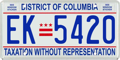 DC license plate EK5420