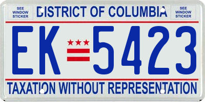 DC license plate EK5423