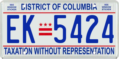 DC license plate EK5424