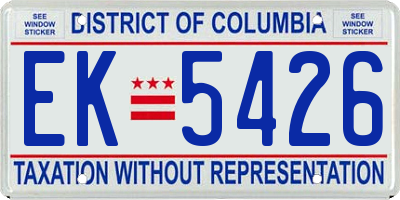 DC license plate EK5426