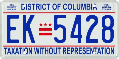 DC license plate EK5428