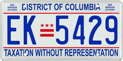 DC license plate EK5429