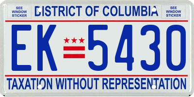 DC license plate EK5430