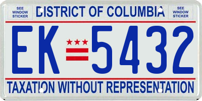 DC license plate EK5432