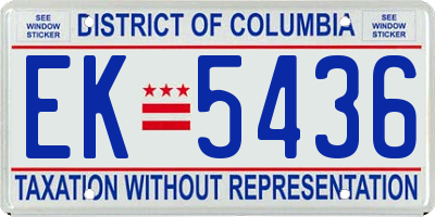 DC license plate EK5436