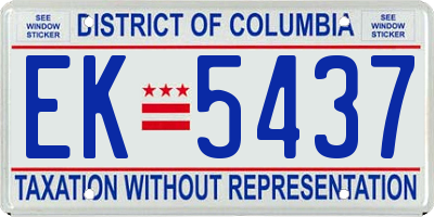 DC license plate EK5437