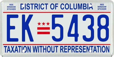 DC license plate EK5438