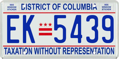 DC license plate EK5439
