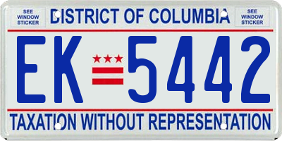 DC license plate EK5442