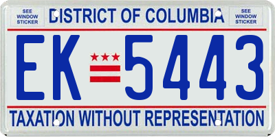 DC license plate EK5443