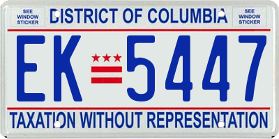 DC license plate EK5447