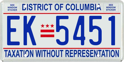 DC license plate EK5451