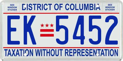 DC license plate EK5452