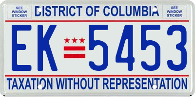 DC license plate EK5453