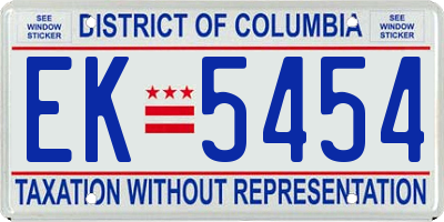 DC license plate EK5454