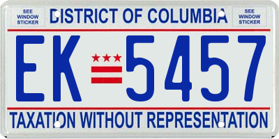 DC license plate EK5457