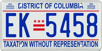 DC license plate EK5458