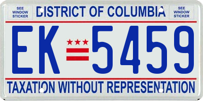 DC license plate EK5459