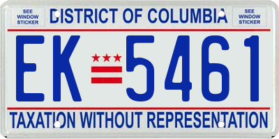 DC license plate EK5461