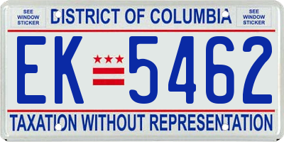 DC license plate EK5462