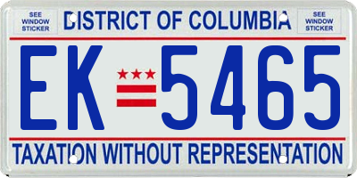 DC license plate EK5465