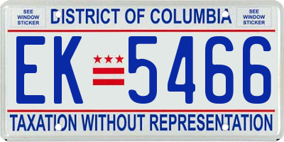 DC license plate EK5466