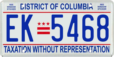 DC license plate EK5468