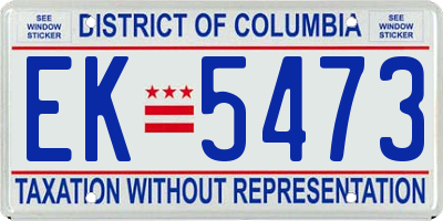 DC license plate EK5473