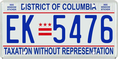 DC license plate EK5476