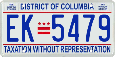 DC license plate EK5479