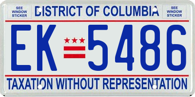 DC license plate EK5486