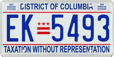 DC license plate EK5493
