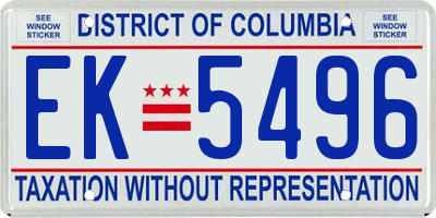 DC license plate EK5496