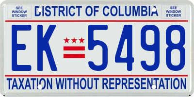 DC license plate EK5498