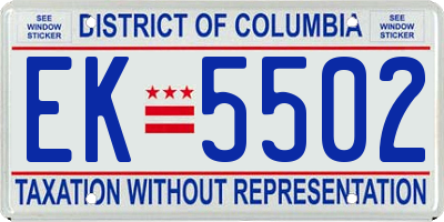 DC license plate EK5502