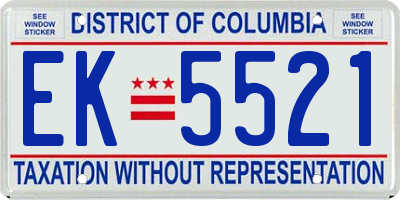 DC license plate EK5521
