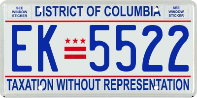 DC license plate EK5522