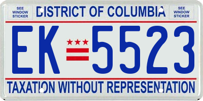 DC license plate EK5523