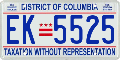 DC license plate EK5525