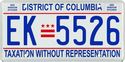 DC license plate EK5526