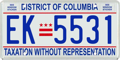 DC license plate EK5531